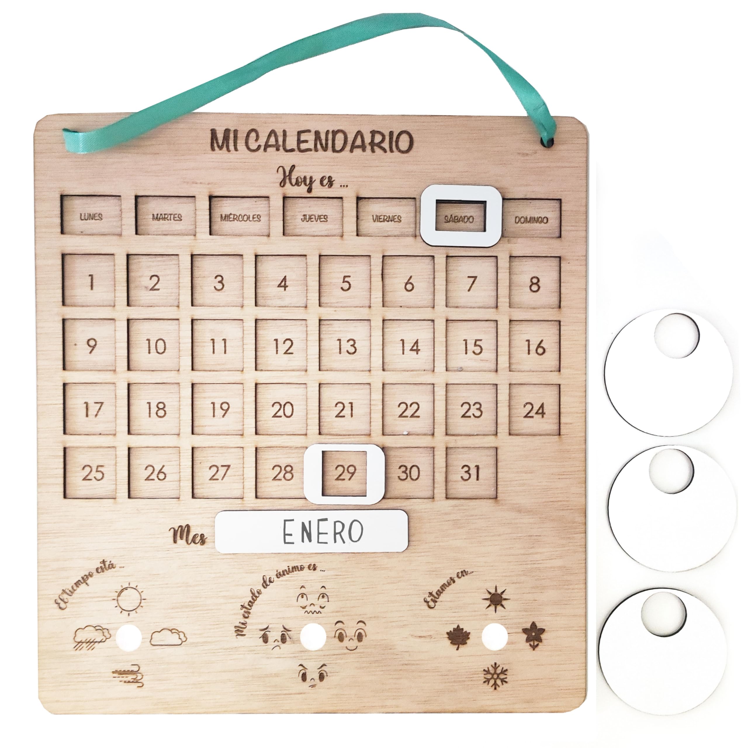 Calendario Montessori | Calendario de Aprendizaje | Aprender días, semanas, meses, estados de ánimo y tiempo | Lulamuk