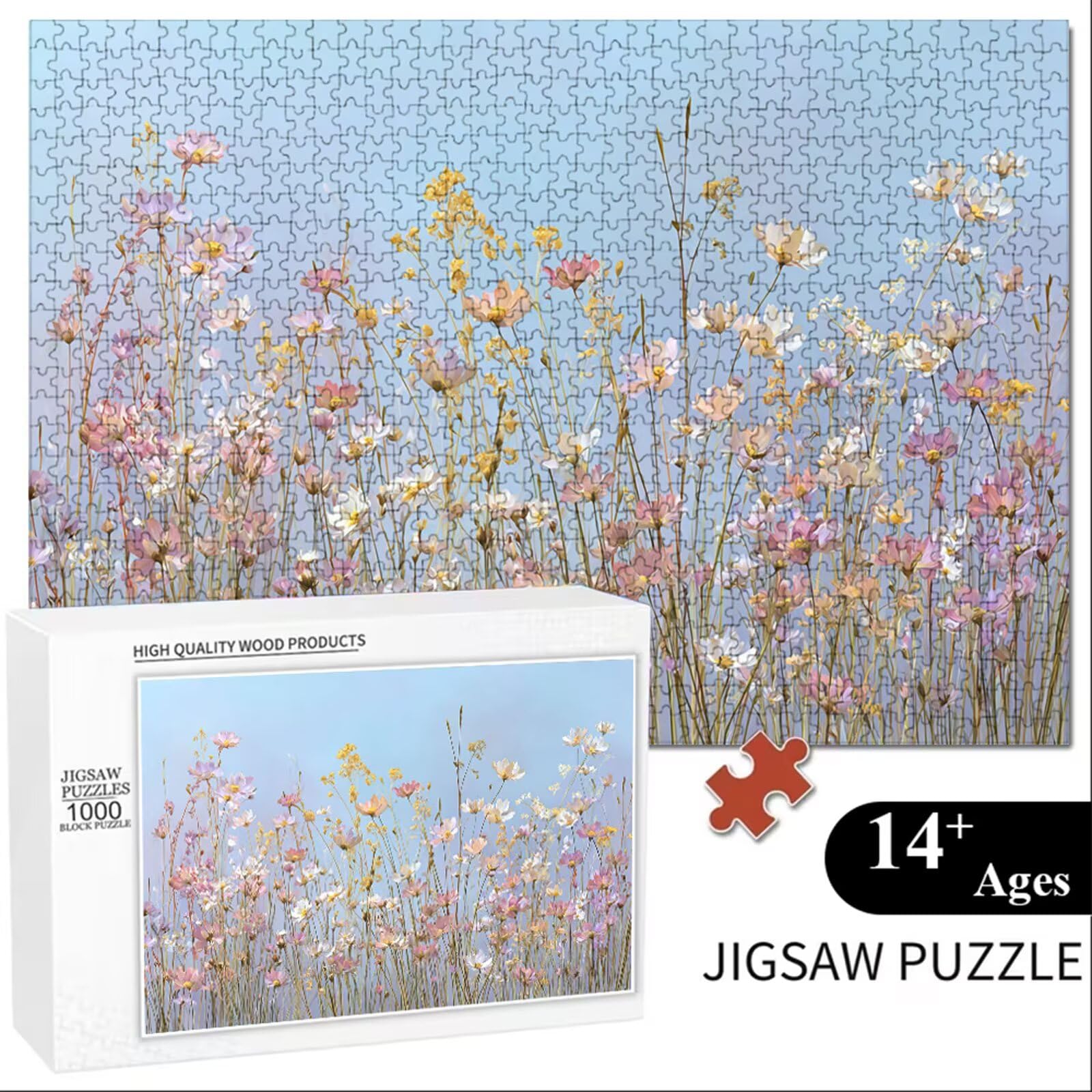 4000 Pezzi Puzzle Adulti - Flower & Rosa - Fabbricazione in Legno Robusto (Forma Classica) - Decorazione Murale con Poster - Prodotto Riservato ad Adulti e 14 Anni in Su (147x105cm) P3#415