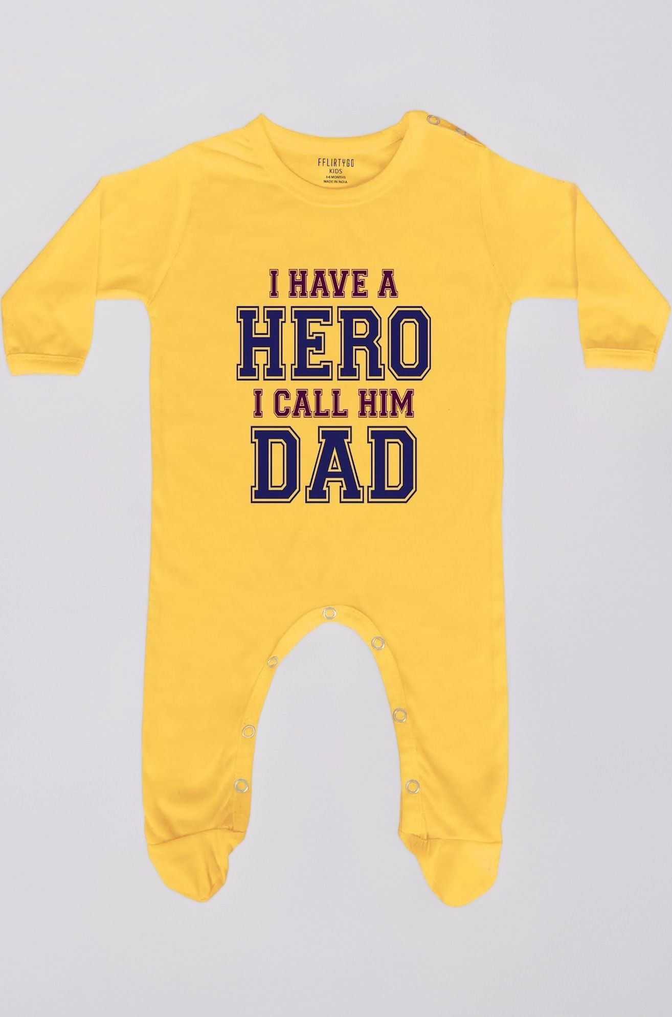 Baby Wear 100% Hosiery Cotton Infants Rompers with Booties/Onesies/Sleepsuit Full Sleeve I Have A Hero I Call Him Dad Romper for Boys and Girls