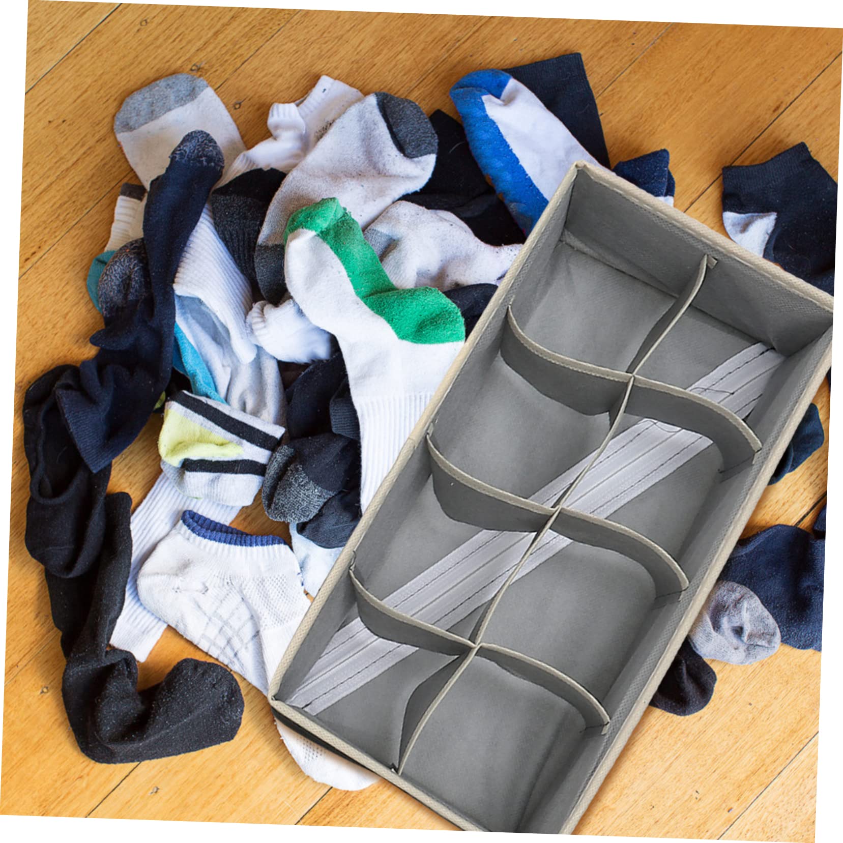 SOLUSTRE Organizzatore per Biancheria Intima 4 Pezzi Non Tessuto 7 Scomparti, Divisori per Cassetti Calze e Reggiseni, Organizer per Armadio Creativo e Pratico