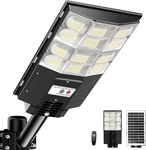 Miniatura 9 de Farolas solares impermeables para exteriores, 6500K 8500W gran angular, luz de inundación LED IP66 del atardecer al amanecer solar con sensor de