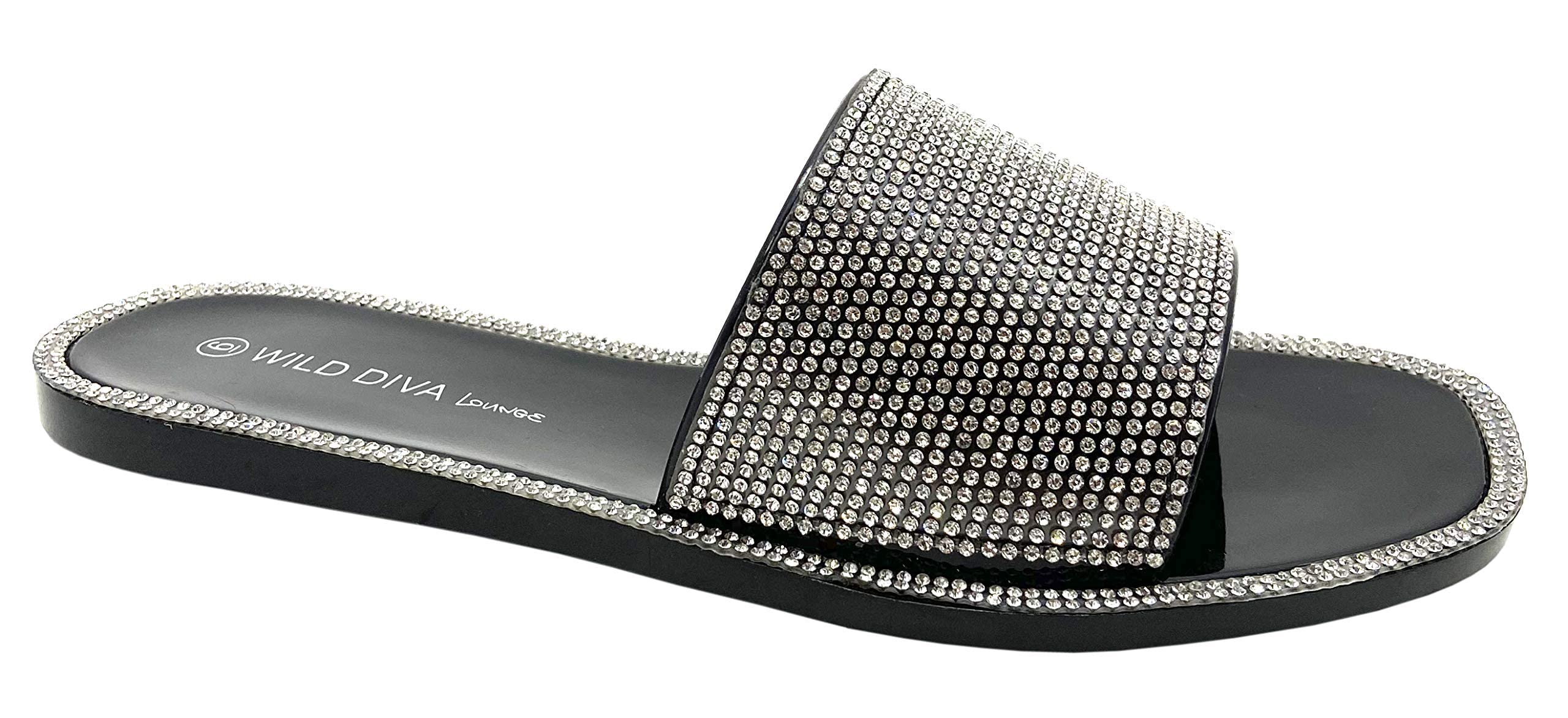 Wild Diva Womens Jelly flip Flop Rhinestone Slippers Sandals