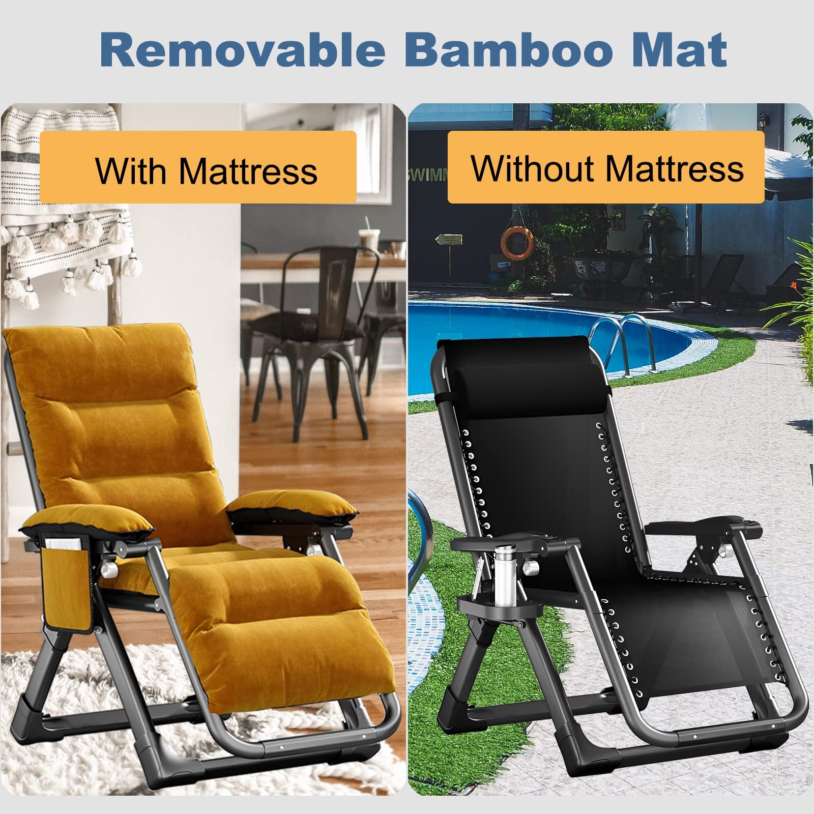 ATORPOK Klappliegestuhl Mit Sonnendach - Zero Gravity Liege Mit Getränkehalter