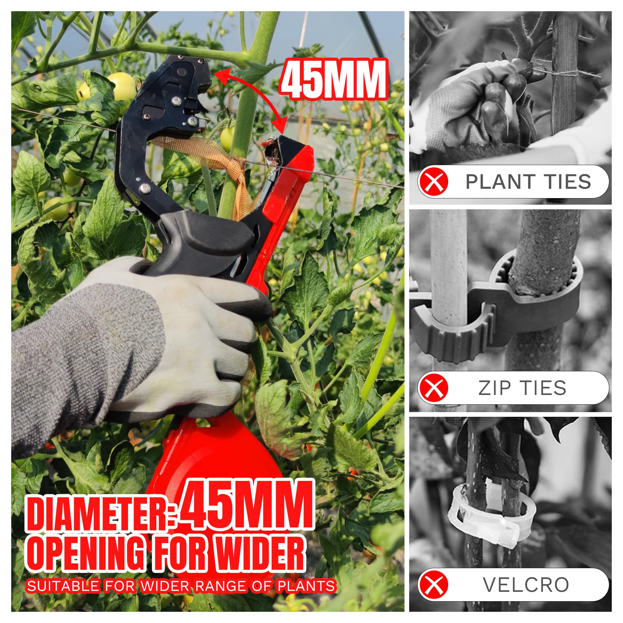 Legatrice per Piante Pomodori, 420g Macchina per Legare Le Piante per Pomodori Cetriolo Vigneto con 10000 pz Graffette 20 Rotoli Nastro Verde SJ-8108R