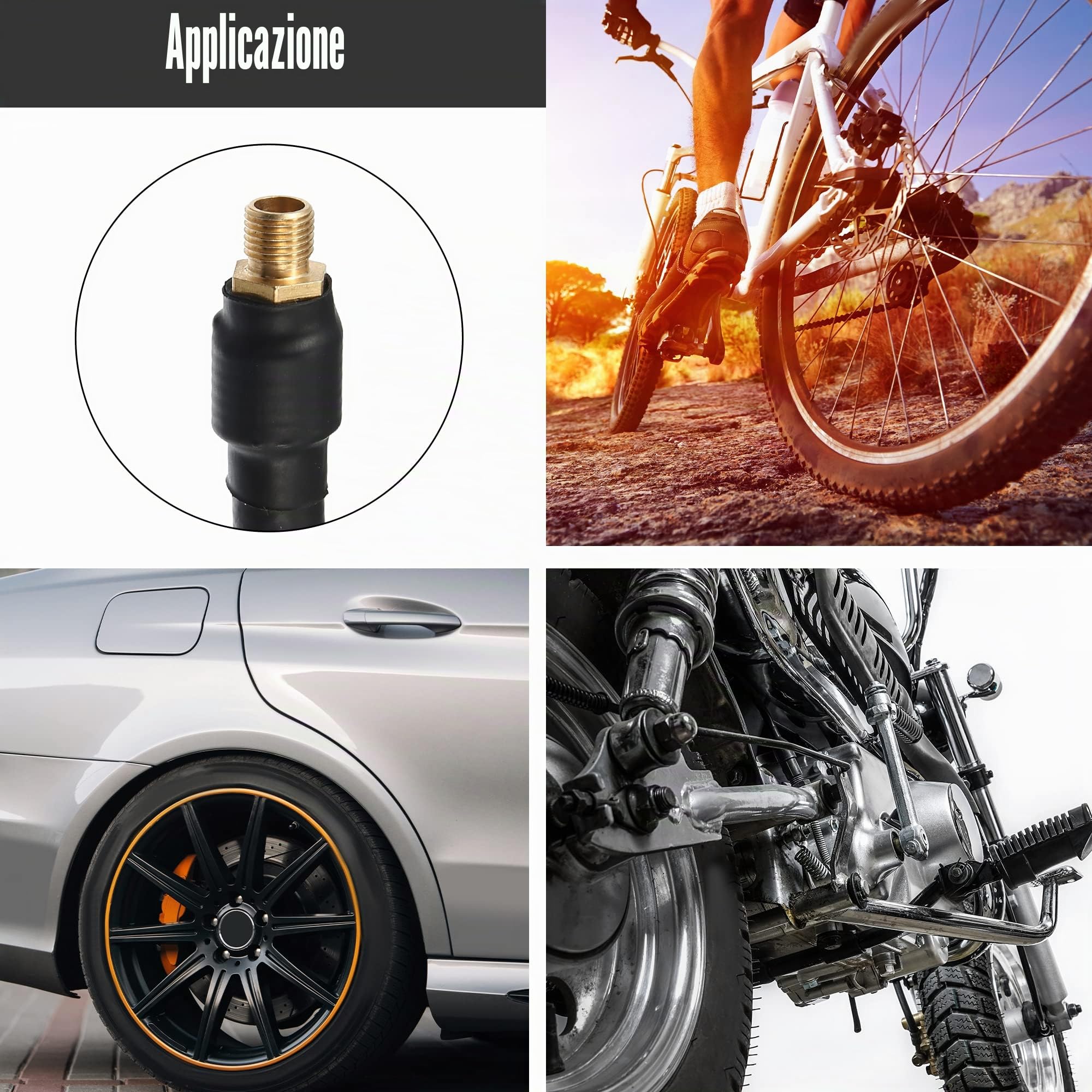 QUARKZMAN Prolunga Tubo Flessibile per Gonfiatore Pneumatico 1 Pezzo | Materiale Rame Gomma, Lunghezza 2m, Filettatura M8x0.8, Diametro 12.6mm, Per Moto Bici, Clip Valvola, Tenuta Stagna
