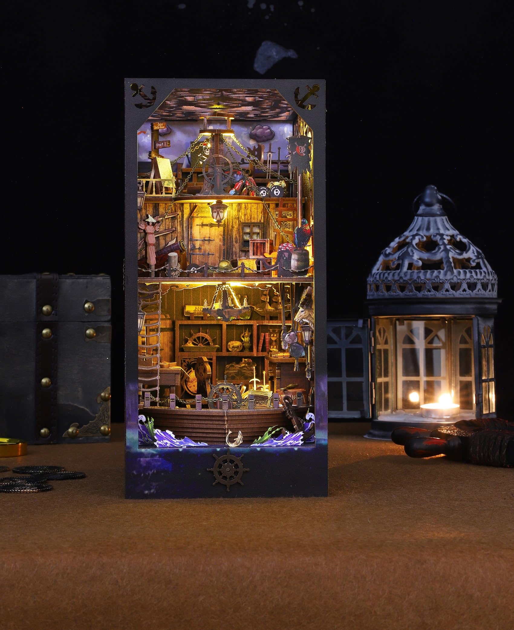 Amazon.co.jp: ブックヌークキット、海賊船DIYミニチュアドールハウス