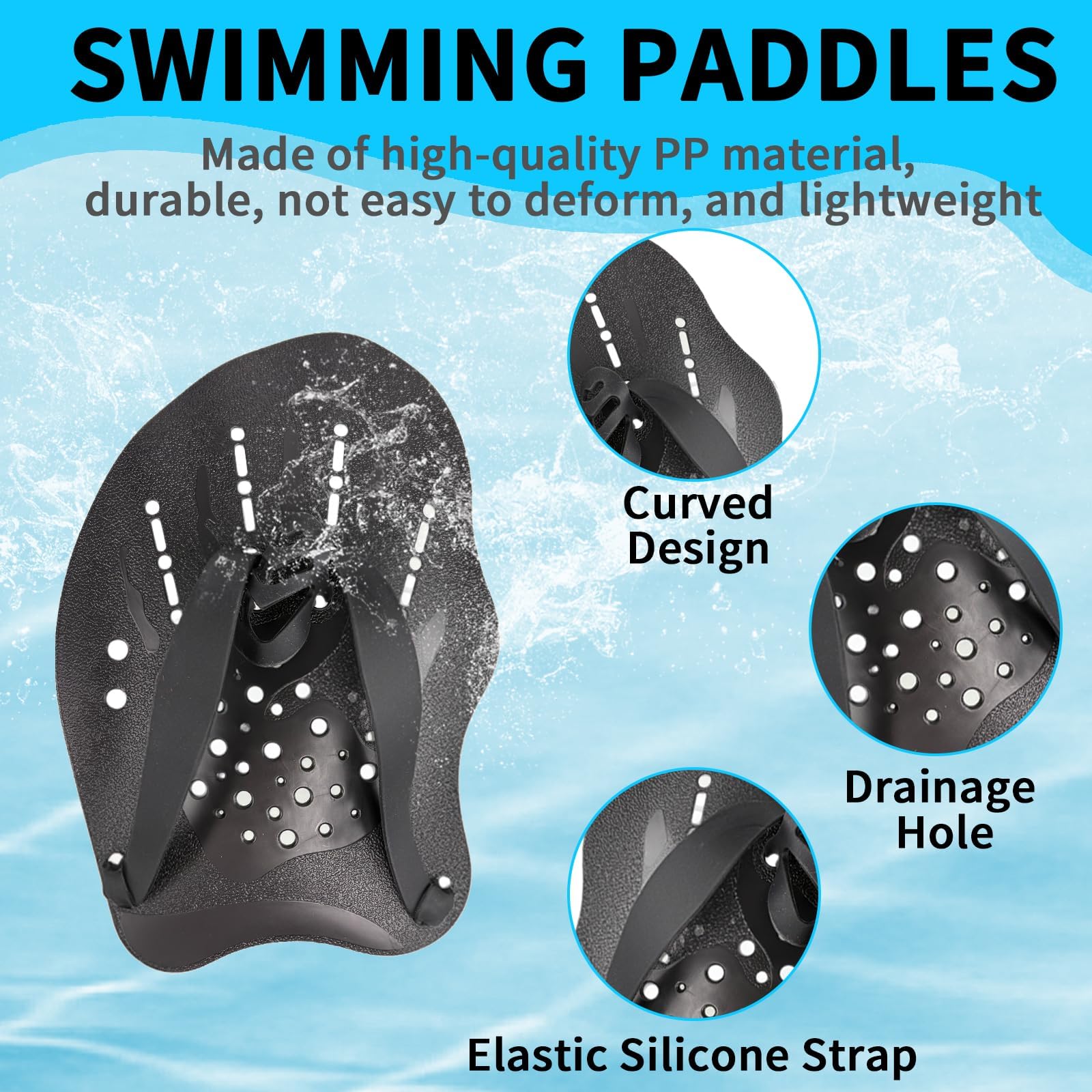 Palas Natacion Piscina Ajustable Palas de Mano para Natacion Entrenamiento Adulto Unisex