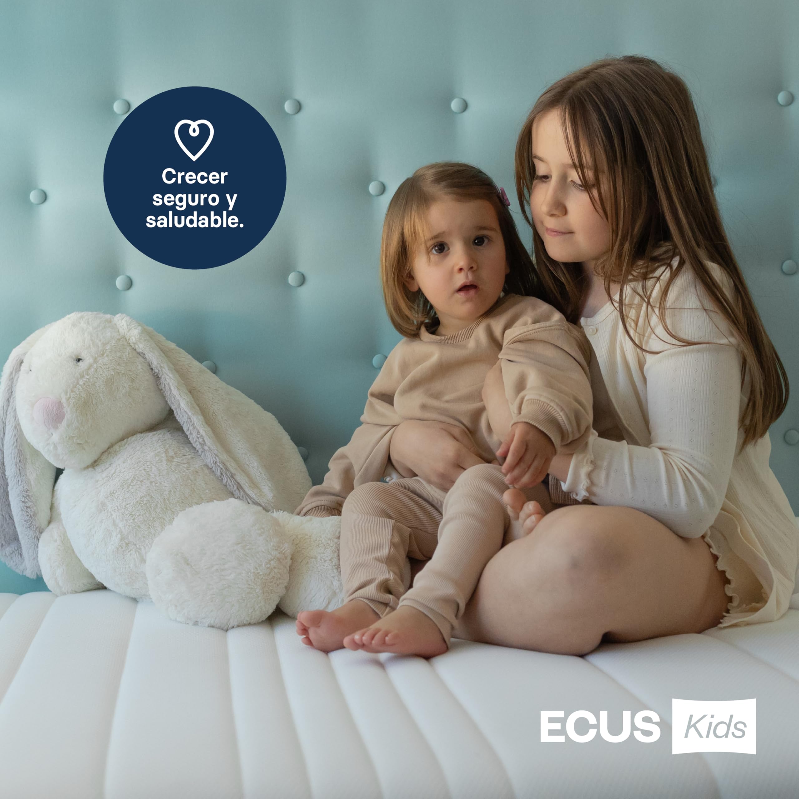 Ecus Kids Colchón niño Oxsi Junior | Firmeza y transpirabilidad adecuadas a su Crecimiento | 90x200 Niños, Espuma, Blanco y Gris, 090x200