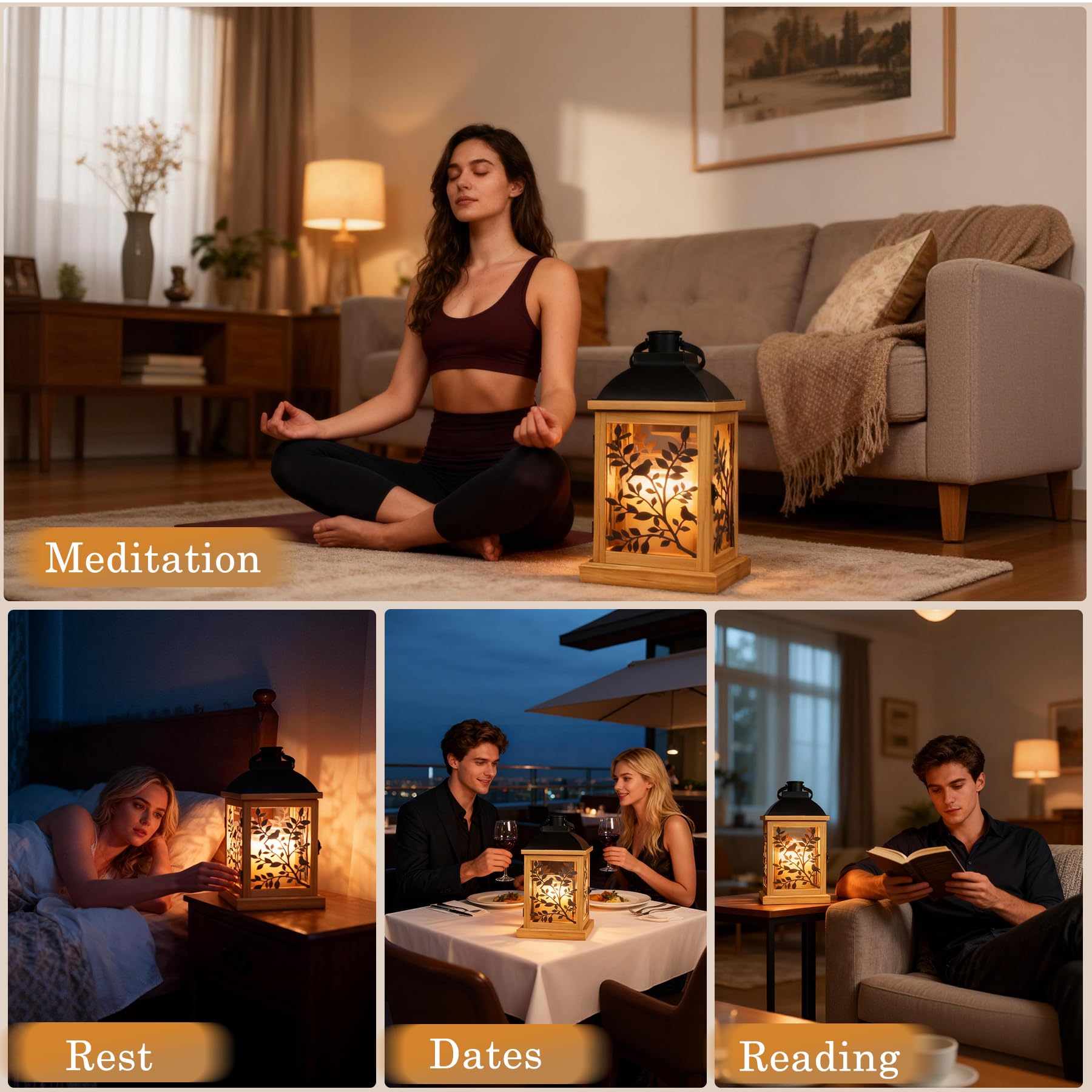 Lampe Chauffe-Bougie avec Minuterie, Brûleur de Bougie Électrique Réglable en Bois Style Fermier à Intensité Variable, Lanterne Chauffante pour Bougie en Pot, Lampe Fondoir avec 2 Ampoules