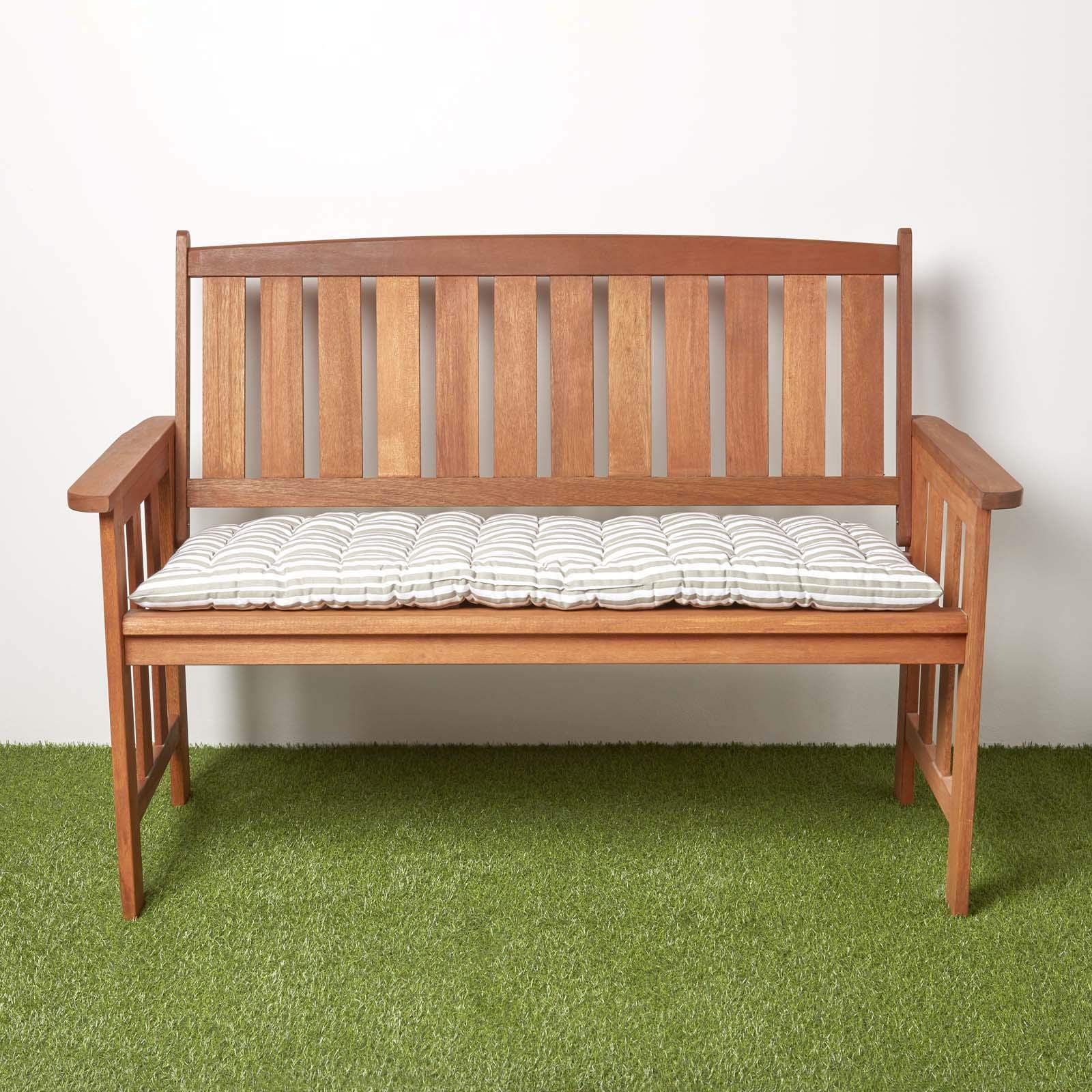 HOMESCAPES Coussin pour Banc de Jardin, Matelas de Sol, Coussin pour Banquette extérieure 2 Places, Coton - 108x42 cm - Rayures Grises