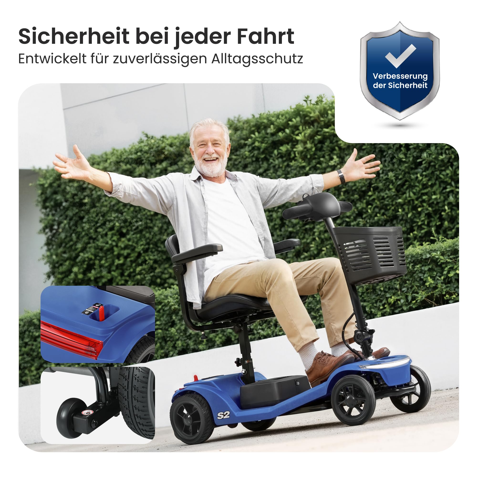 Patinete eléctrico de 4 ruedas para personas mayores y adultos, motor de 250 W, capacidad de carga de 136 kg, alcance de 15 km, sin permiso de conducir, iluminación USB y LED, para casa y exterior