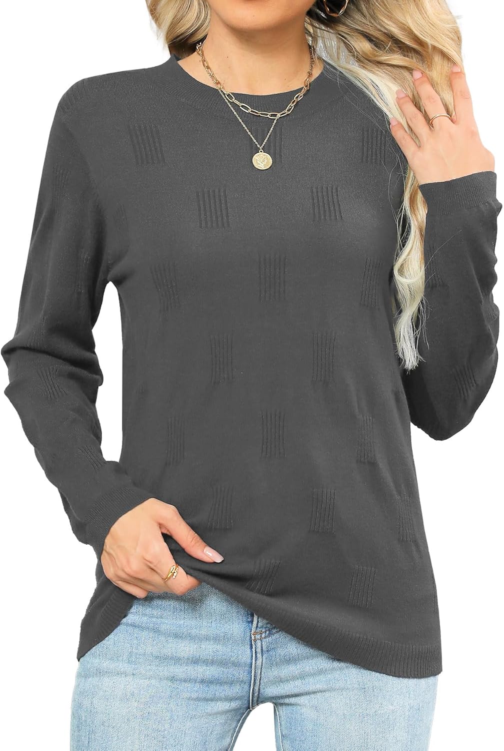 Heymiss Womens Sweaters Long Sleeve Shirts Loose Casual Blouse Lightweight Soft Tunic Tops - Image 3