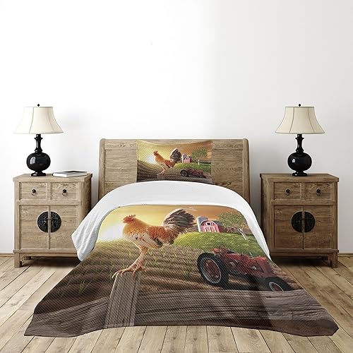 Miniatura 8 de Lunarable - Colcha multicolor disponible en diferentes tamaños y con diferentes estampados, Tela, Azul-verde, talla Queen