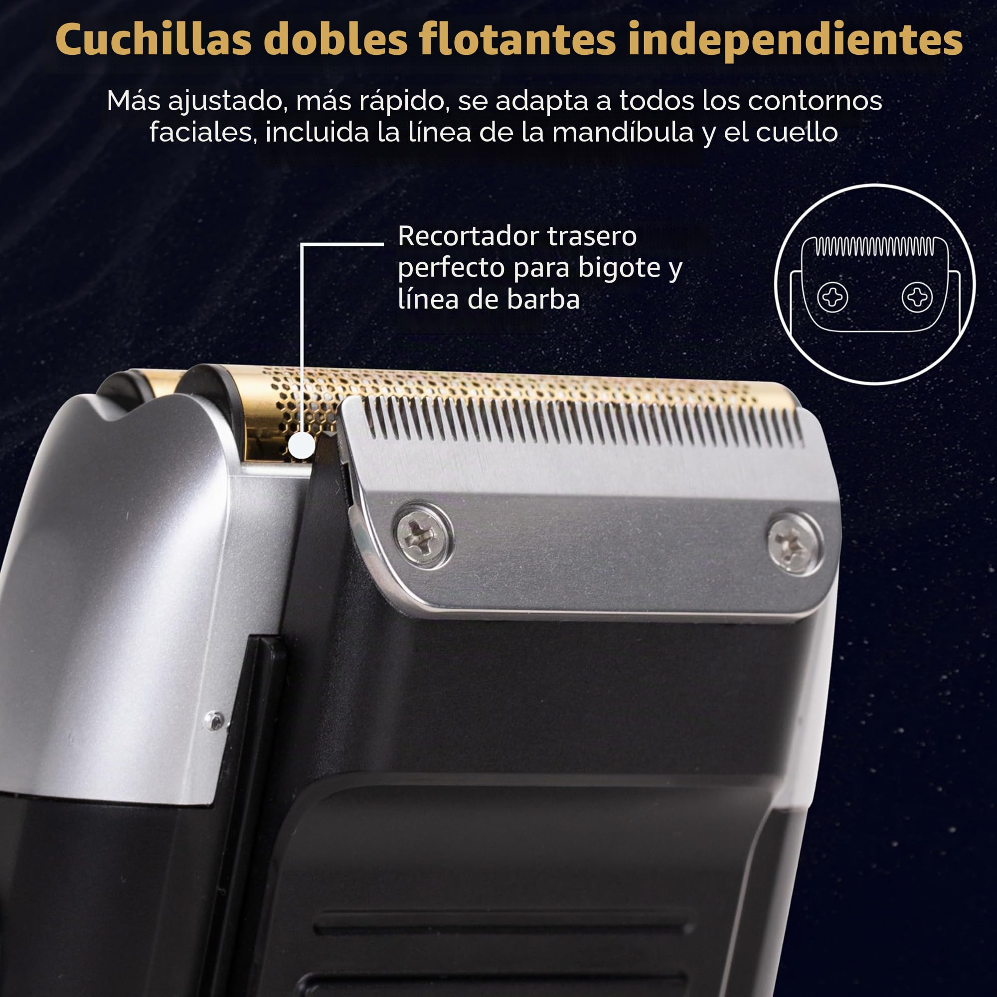 Maquinilla de Afeitar para Pombres KEMEI - Afeitadora de láminas Recargable sin Cable, a Prueba de agua y Lavable, KM-2026