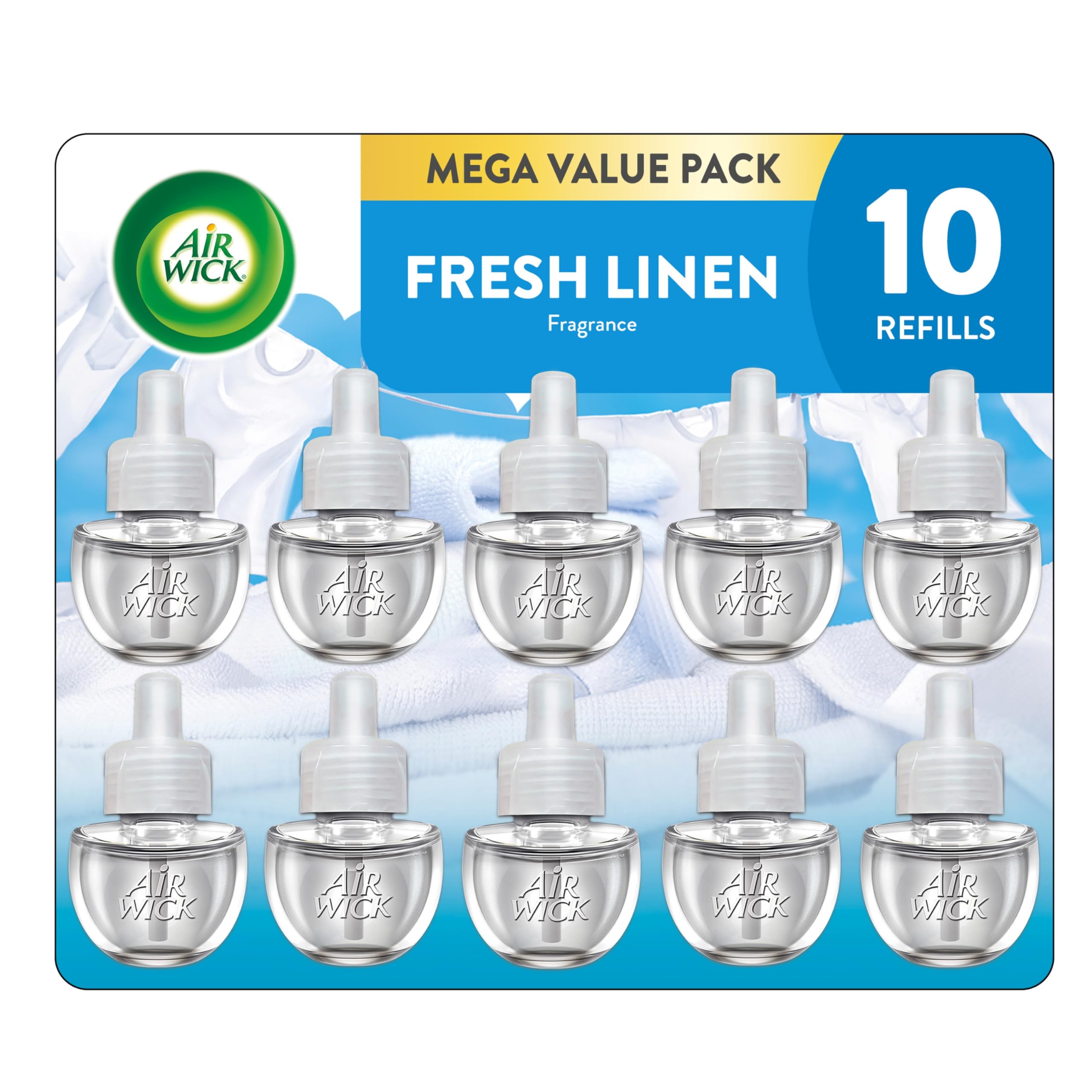 Air Wick Fresh Linen Plug-In Scented Oil Refills, 10 Count