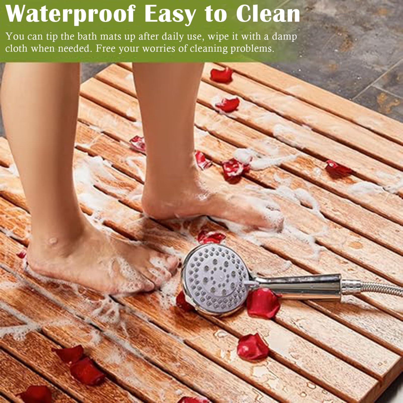 tarima Ducha Alfombra De Baño De Madera Maciza, Alfombra De Baño De Madera Impermeable, Cedro Rojo con Orificio De Drenaje Central, Cojín De Piso De