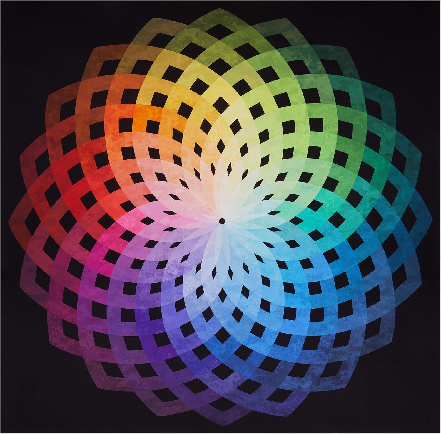 Northcott Bold Beautiful Basics Kaleidoscope Panel 43''X43'' Black Fabric, Multi