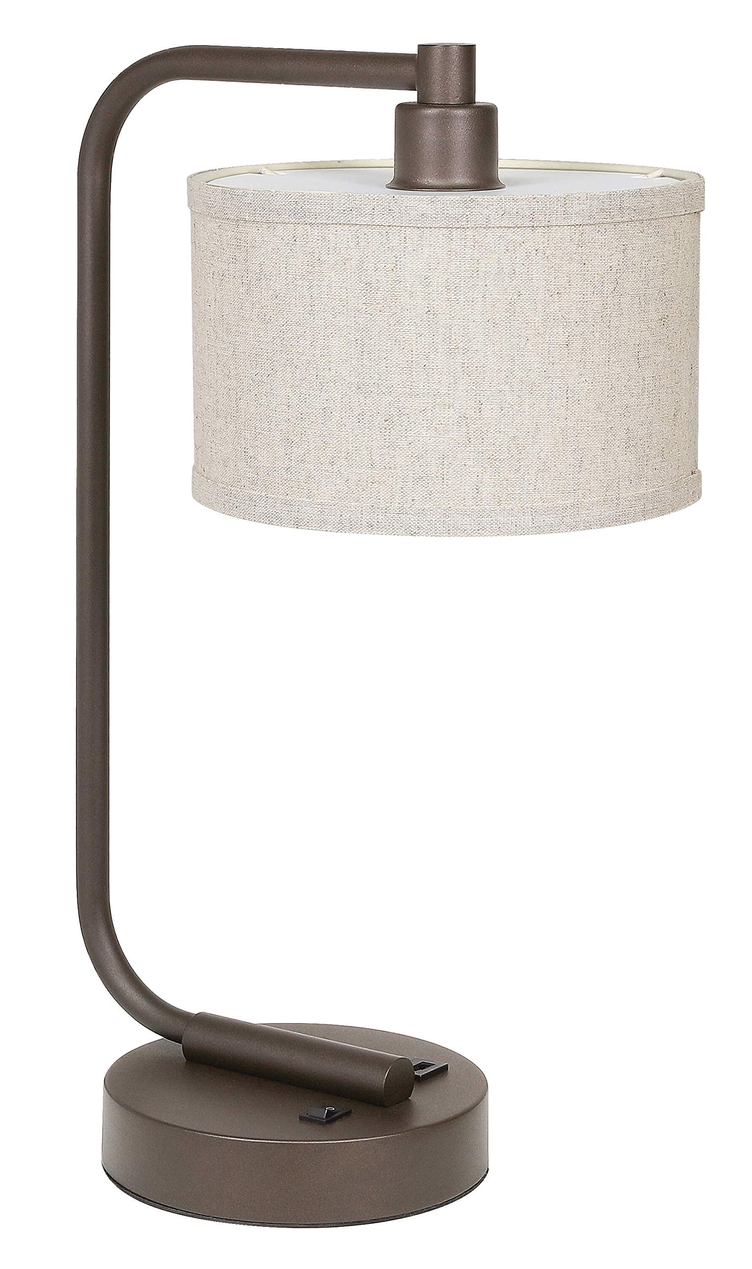 Lámpara de mesa para dormitorio con puerto USB, moderna lámpara de noche con pantalla de tela de lino, luz de mesita de noche para sala de estar, oficina de lectura, acabado de bronce 2