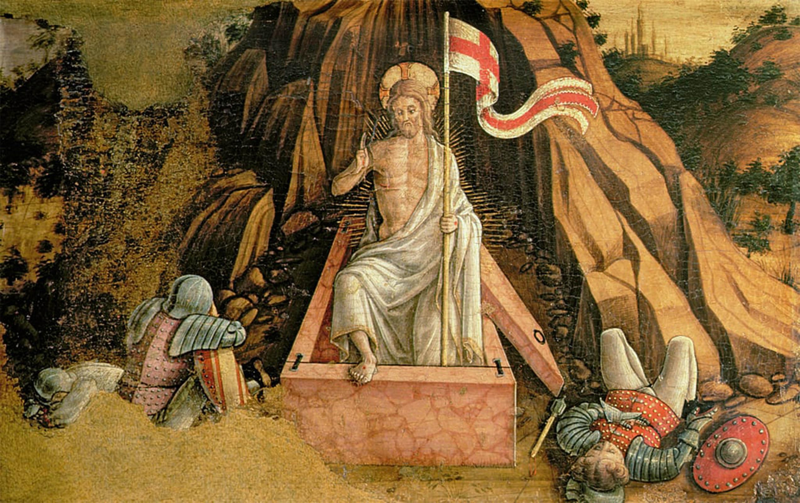 Posteriik No Frame Famous Modern Artwork Art Mural The Resurrection Right Hand Predella From The San Silvestro By Carlo Crivelli Oil Paintings Pictures For Home Decor 60X90cm