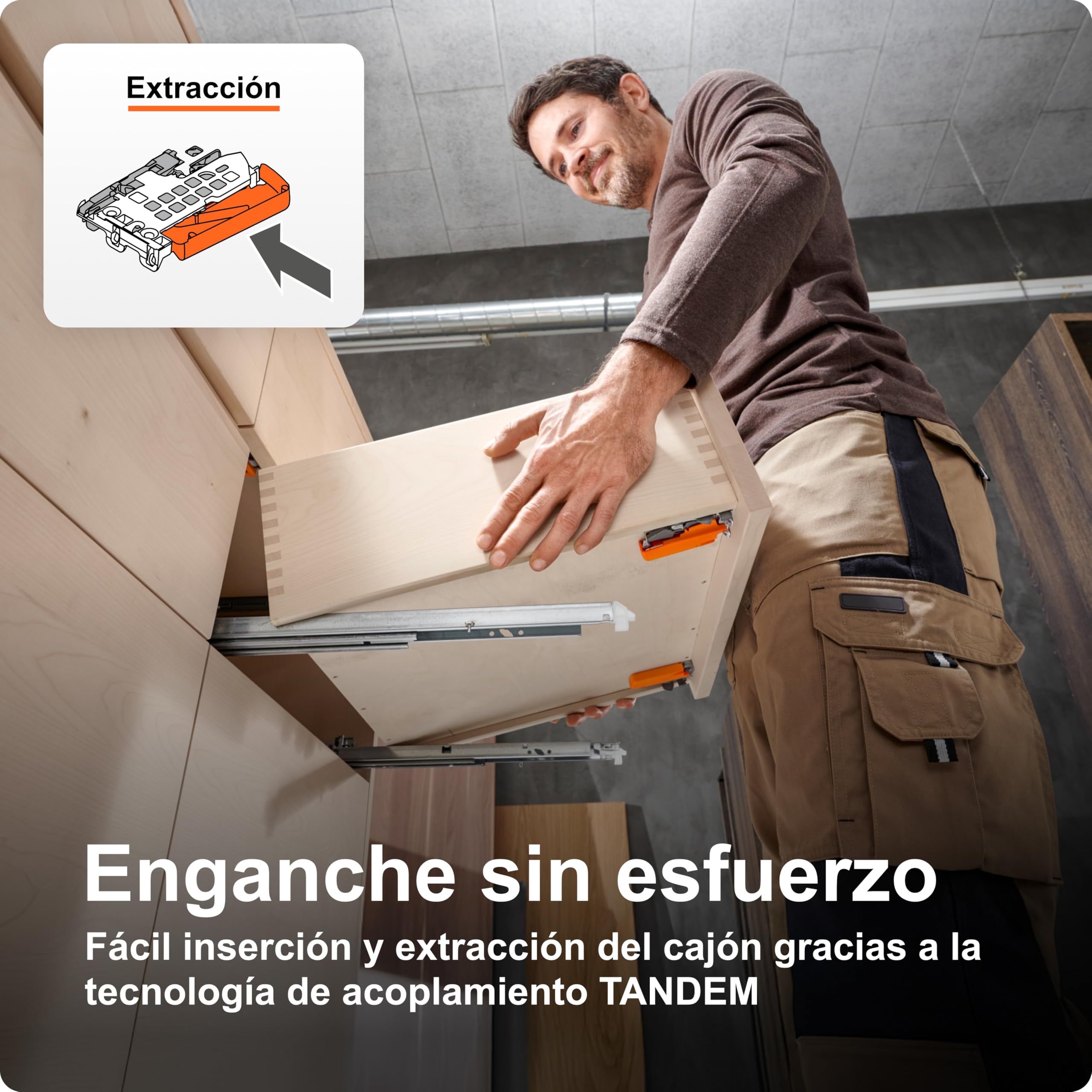 blum extracción total Tandem 500 mm I guía oculta invisible bajo el cajón I guía de cajón Soft-close con amortiguación blumotion I extracción para mueble de cocina I sistema de guías 1 par