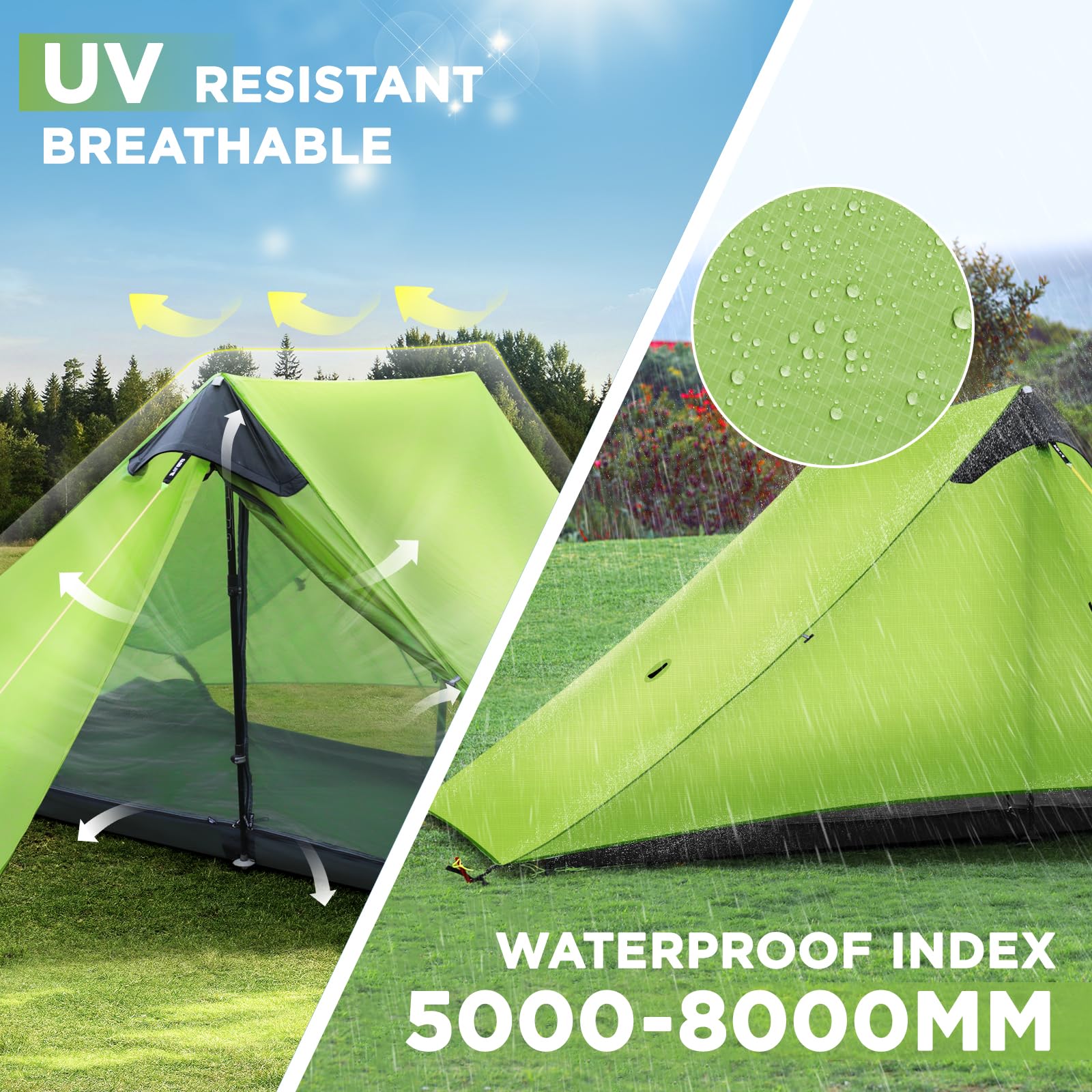 New lanshan Outdoor Ultralight Camping Tent Lightweight Tent,2 Person Backpacking Tent Lightweight Mesh Shelter-Perfect for Camping,Backpacking and Thru-Hikes
