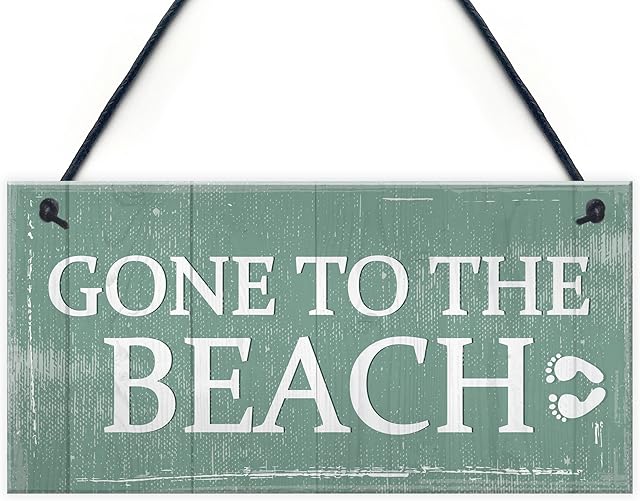 RED OCEAN Gone To The Beach Hanging Plaque Nautical Decor Beach Seaside Shabby Chic Home Sign Gift