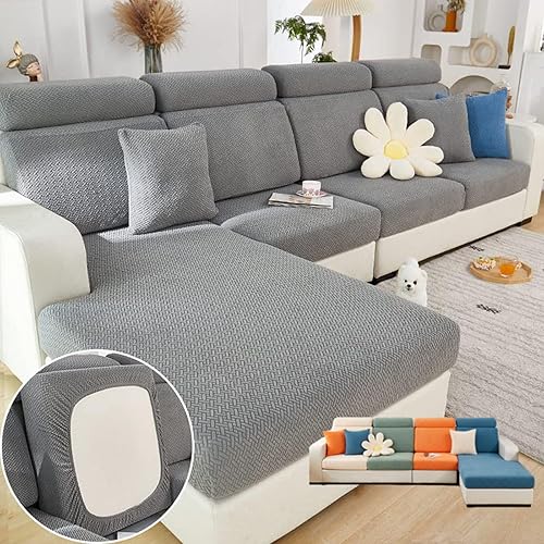 Soothing Home - Fundas universales para sofá mágico, fundas de cojín elásticas y lavables para sofá seccional (gris, cubierta trasera M)