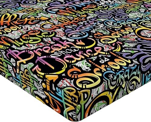 Miniatura 129 de Ambesonne - Sábana bajera ajustable multicolor, en colores y tres tamaños Azul y gris,Verde Militar Sage Green,Ámbar beige,Negro Grey White,Azul