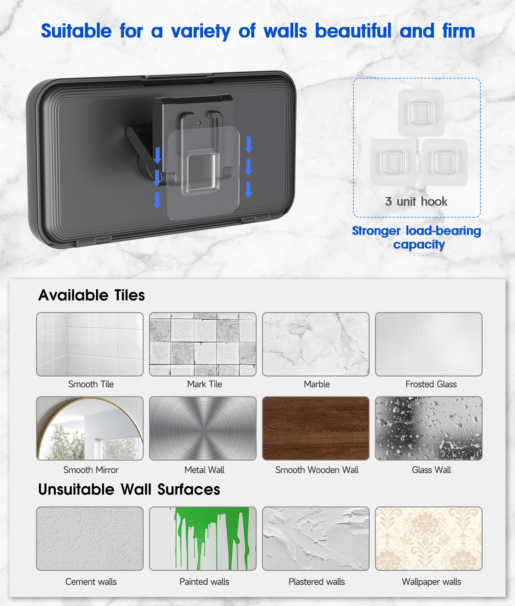 Soporte para teléfono de ducha resistente al agua, giratorio 360°, ángulo ajustable, con diseño de sonido mejorado, soporte de pared para baño, espejo, bañera y cocina, para smartphones de hasta 7