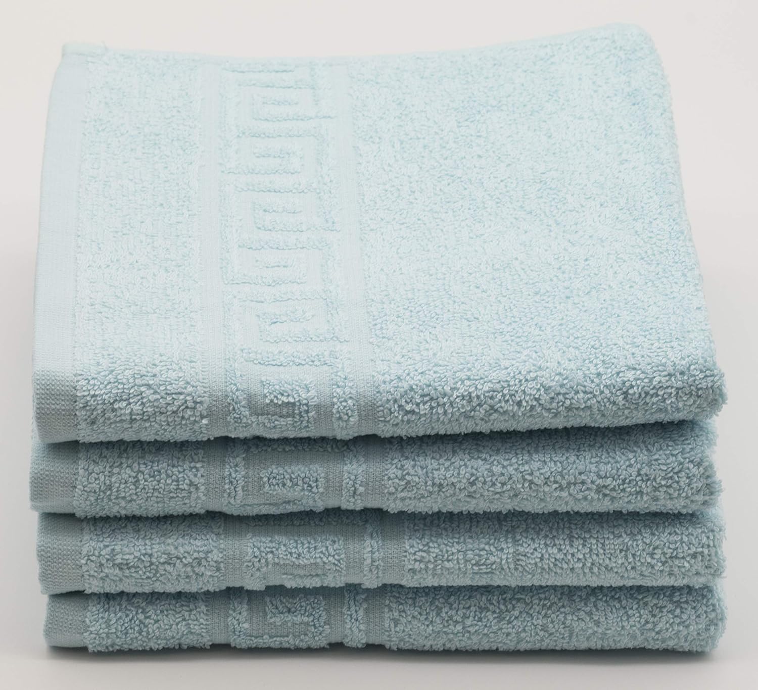 4 LIGHT TURQUOISE HAND TOWELS SET,100 NATURAL COTTON 50X90 CM LARGE