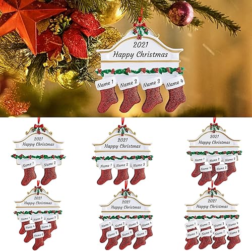 Miniatura 10 de Adornos de Navidad personalizados para familia de 6, adornos de Navidad personalizados con nombres, decoraciones de Navidad personalizadas, regalos