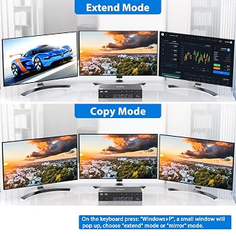 USB 3.0 KVM Switch 3 Monitors 4 Computers Displayport HDMI, Triple Monitor KVM Switch 8K@60Hz 4K@144Hz for 4 PC Share 4 USB Device Mouse Keyboard, Wired Remote(8K DP HD 4 in 3 out KVM)