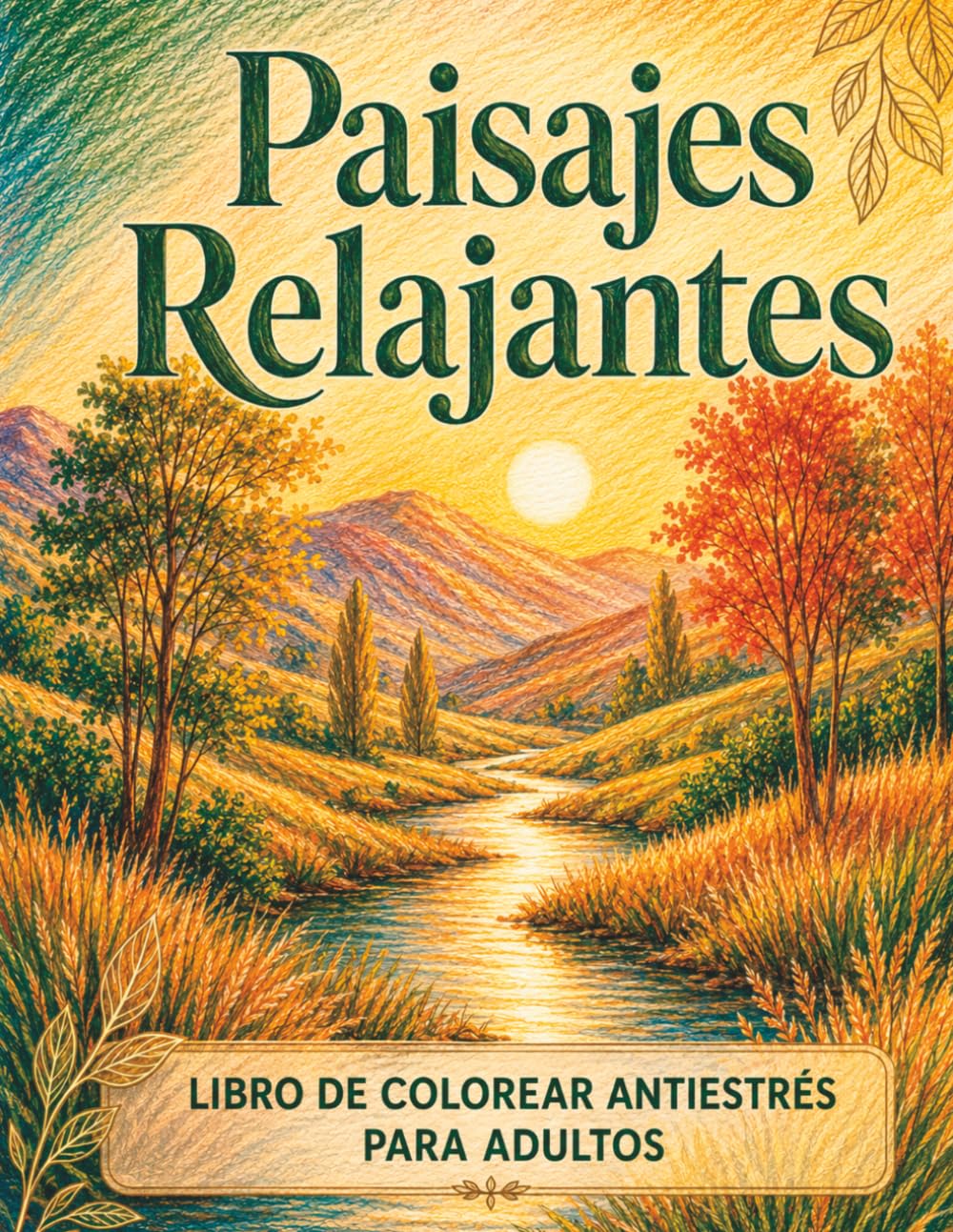 Paisajes Relajantes: Libro de colorear antiestrés para adultos y personas mayores: diseños grandes y líneas claras para calmar la mente, desconectar del día y reducir la ansiedad paisaje a paisaje.