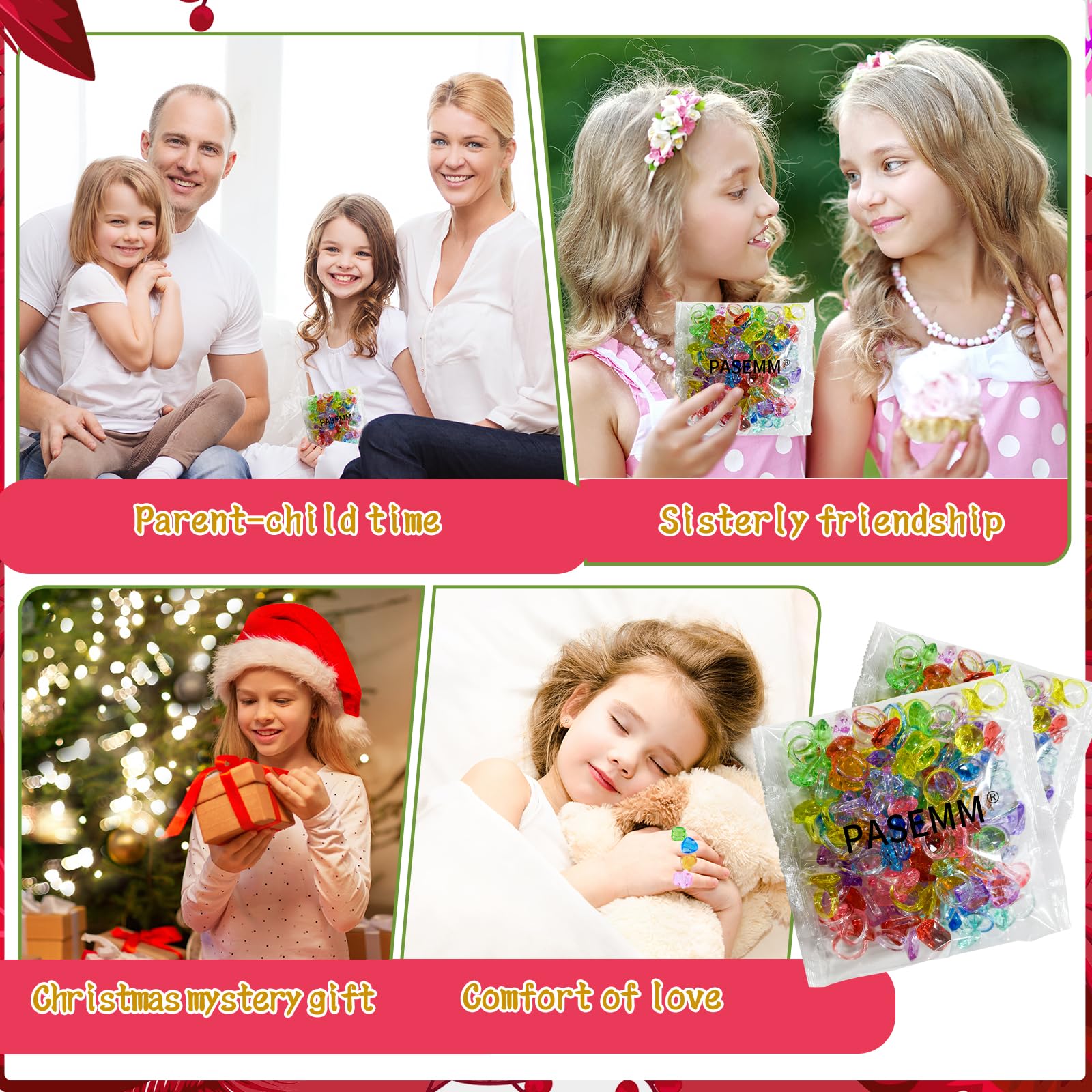 100 anillos de gemas para niños, juguetes a granel, anillos de diamantes, recuerdos de fiesta para niños pequeños, accesorios de vestir coloridos para premios de carnaval, rellenos de bolsas de 3