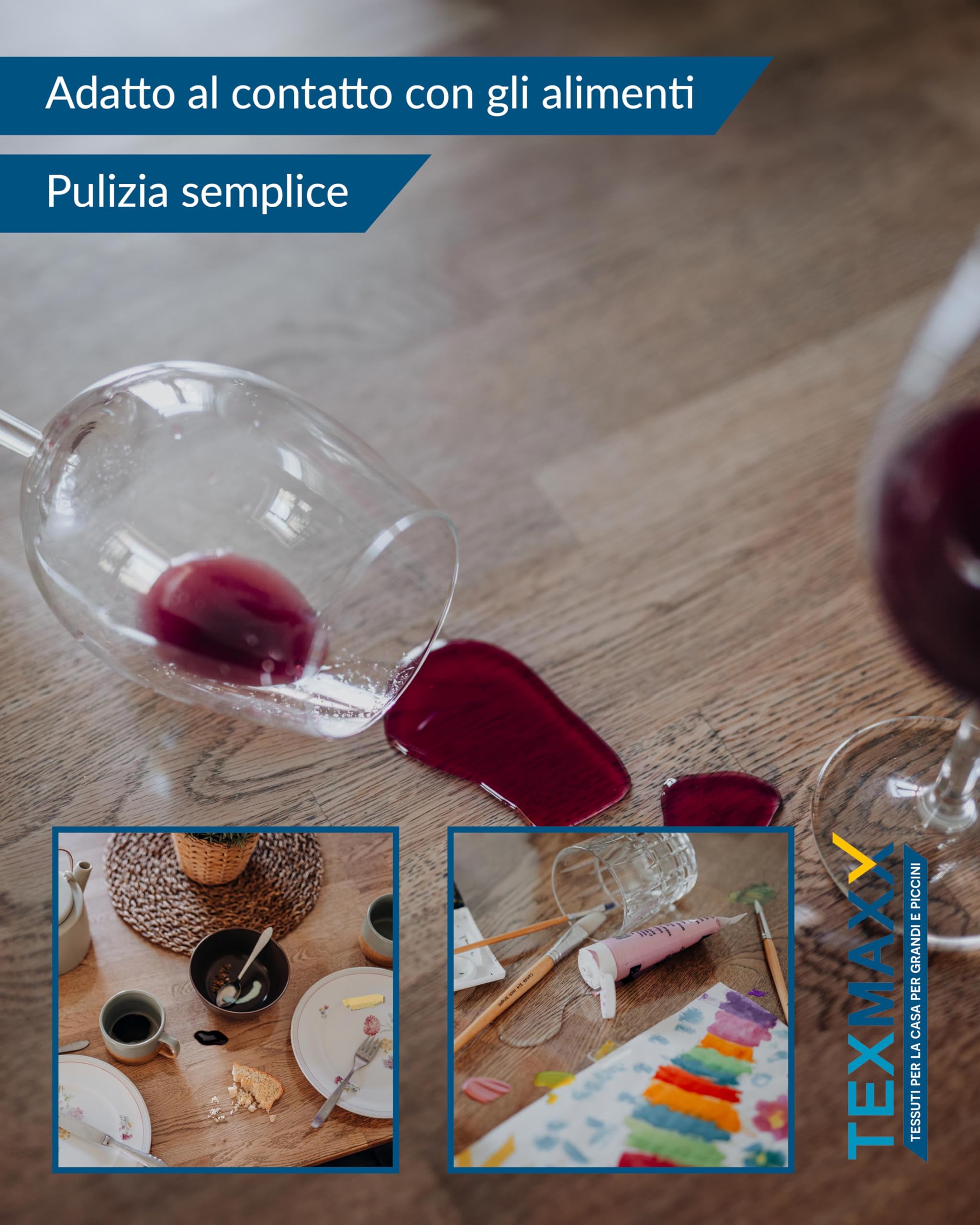 TEXMAXX pellicola trasparente per tavolo 2mm con bordo dritto - protezione tavolo pvc varie misure dimensioni - pellicolatavolo trasparente - 60 cm x 180 cm