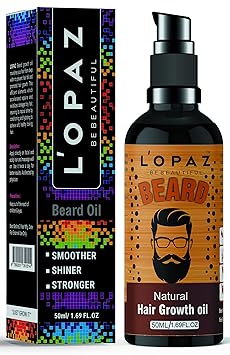 LOPAZ Beard Growth Oil More Beard Growth,8Natural Oils including Jojoba Oil, Vitamin E, Nourishment & Strengthening, No Harmful Chemicals beard growth oil for men Hair Oil