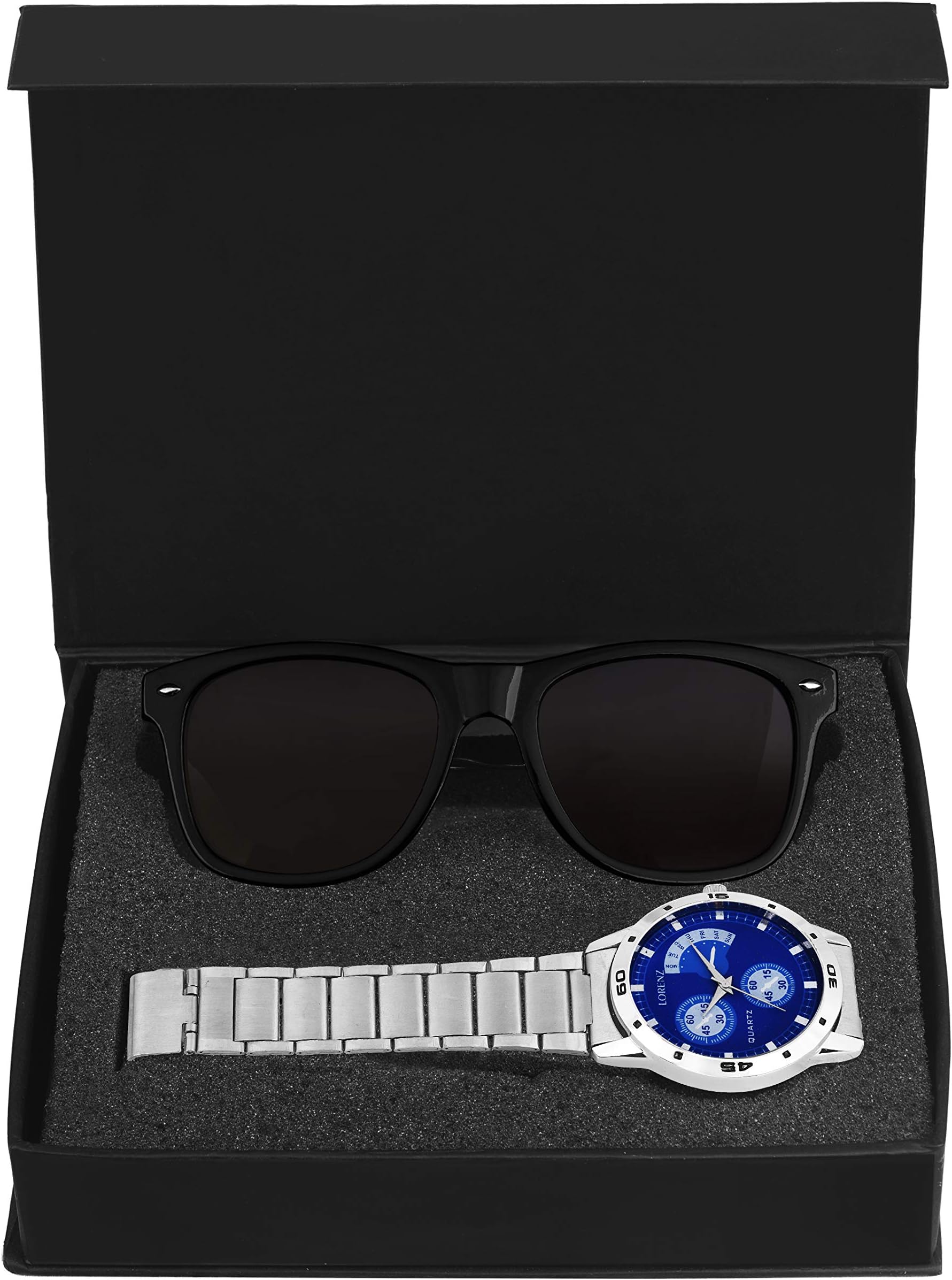 LORENZBlue Watch and Black Sunglasses Combo for Men- CM-1010SN-Pack of 2