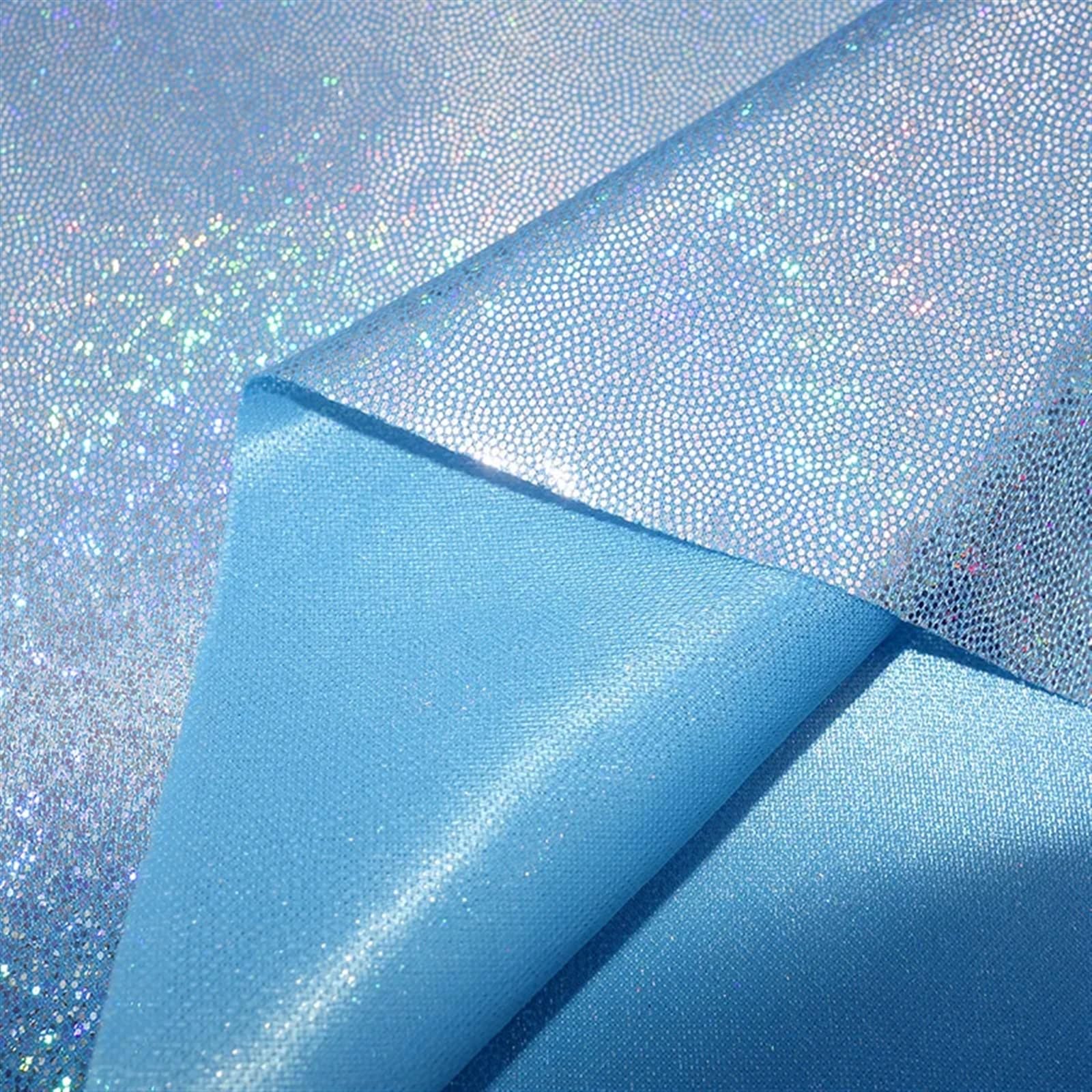 Glitter Metallic Fabric, Shiny Iridescent Holographic Polyester Fabric Various Sizes Wedding Party Doll Decor DIY(6,100CMx150CM)