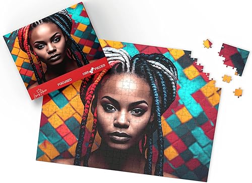 Miniatura 3 de Africa Jigsaw Puzzle Adventure 1000 piezas LewisRenee Masterpiece, arte afroamericano atractivo para adultos, potenciador de poder cerebral y