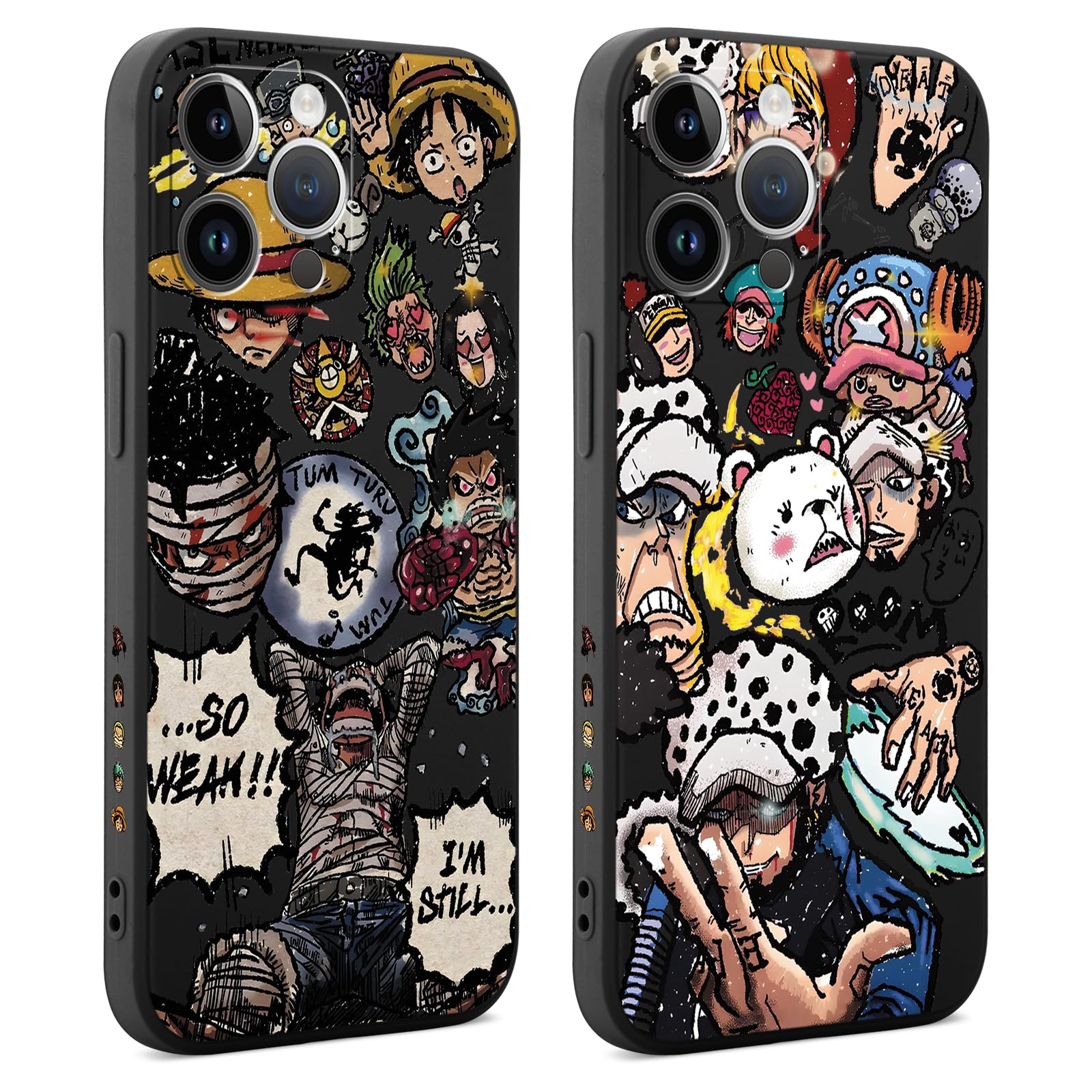LunarDrift 4 Confezioni Anime Custodia per iPhone 13 6.1, Manga Gojo Satoru Itadori Yuji Modello Disegno Protezione Cover Case Flessibile Antiurto Cartone Animato TPU Morbido, Nero4