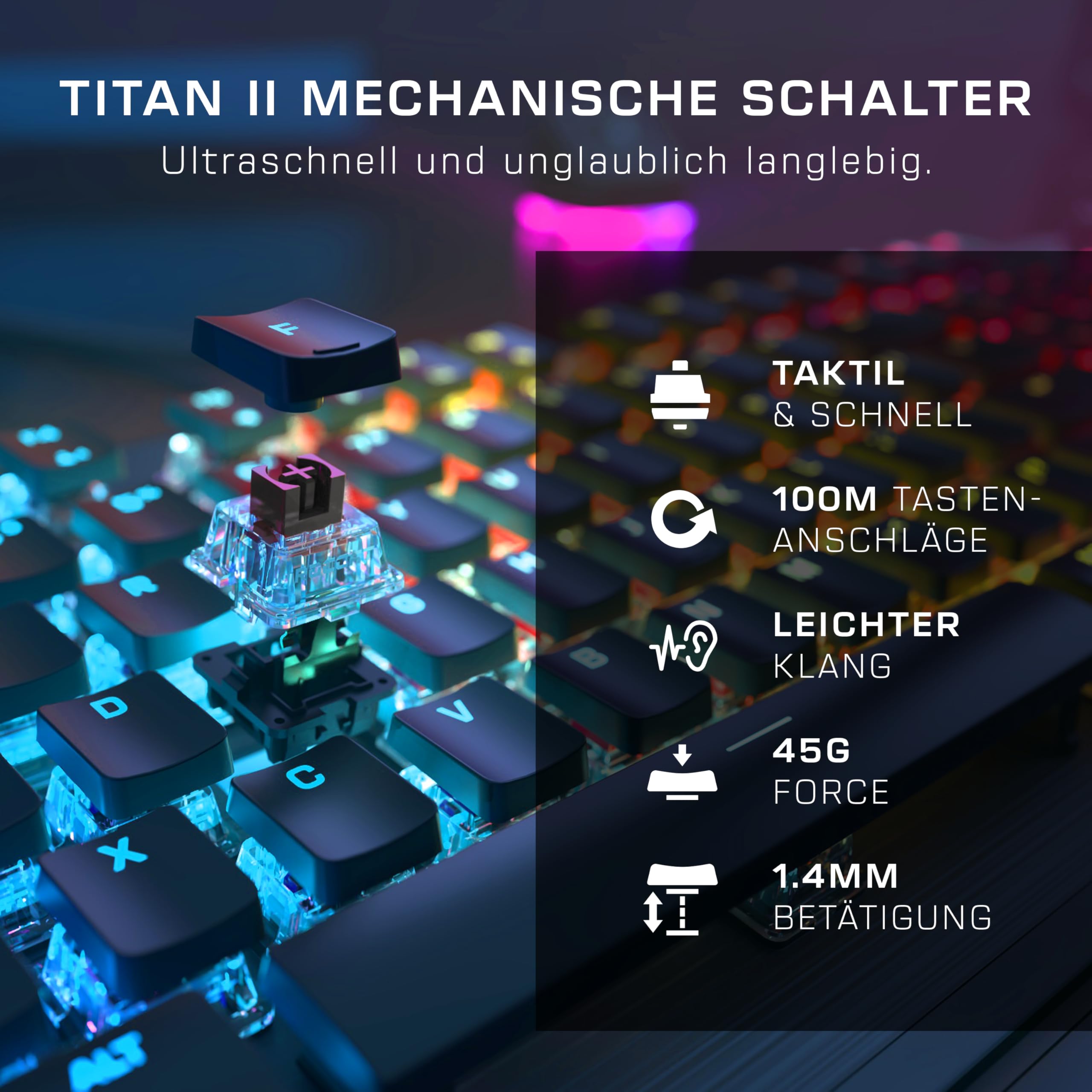 Turtle Beach Vulcan II Mechanische PC Gaming-Tastatur Tactile Titan II Schalter DE Layout