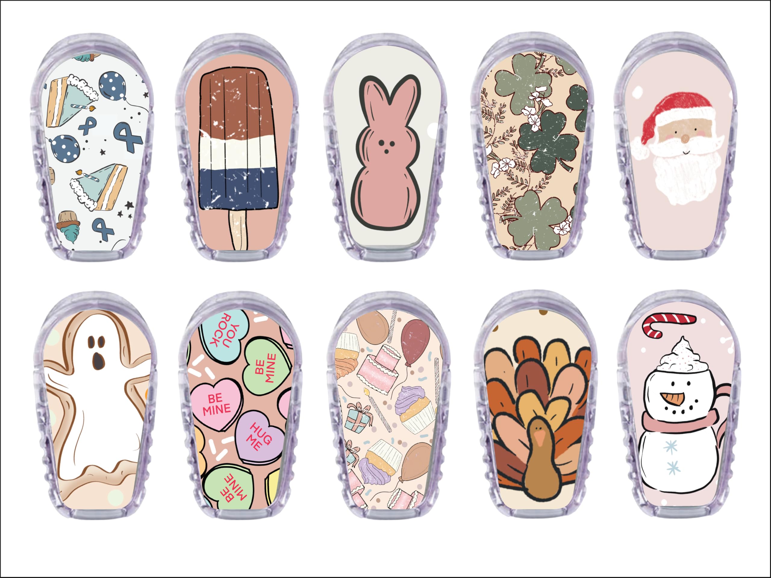 Glucomart Transmitter Stickers for Dexcom G6 (10 Count), Fun CGM Stickers to Personalize Your Device (Holiday Variety Pack)