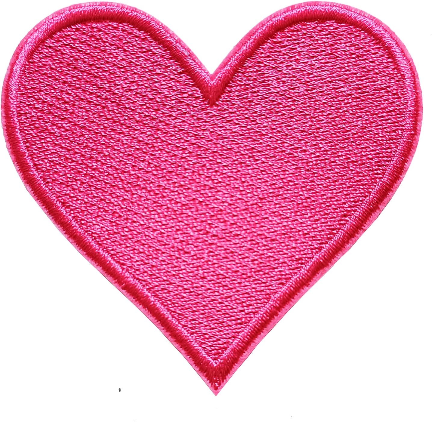 3pcs Pink Heart Embroidered Iron on Patches for Clothing Jackets Backpacks 2.7x2.8 inch