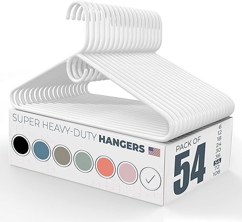 Paquete de 54 perchas de plástico súper resistentes fabricadas en Estados Unidos a granel  Paquete de 20, 30, 50, 100 unidades disponibles  Perchas
