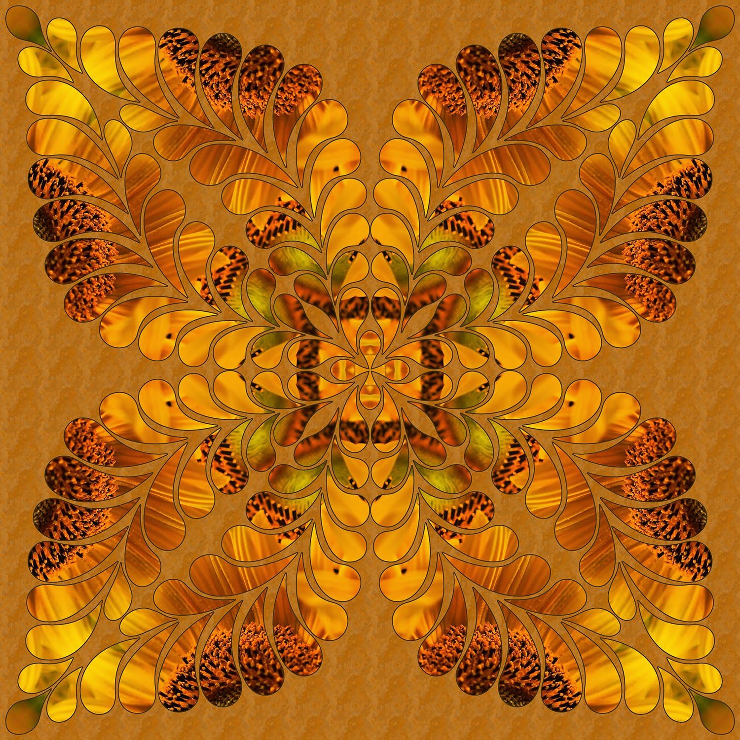 MAK-008 Daisy Kaleidoscope Fabric Panel - Panel Size is 36” X 36”, Quality Quilting Cotton