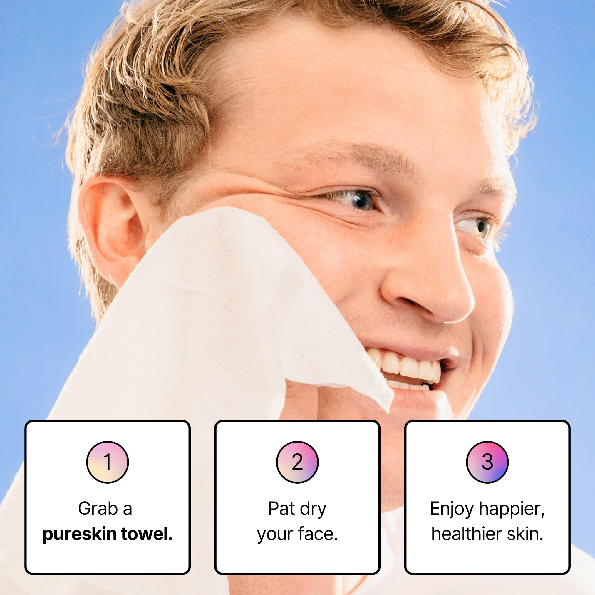 pureskin Daily Clean Disposable Facial Towels, 100% Pure Cotton, 50 Count