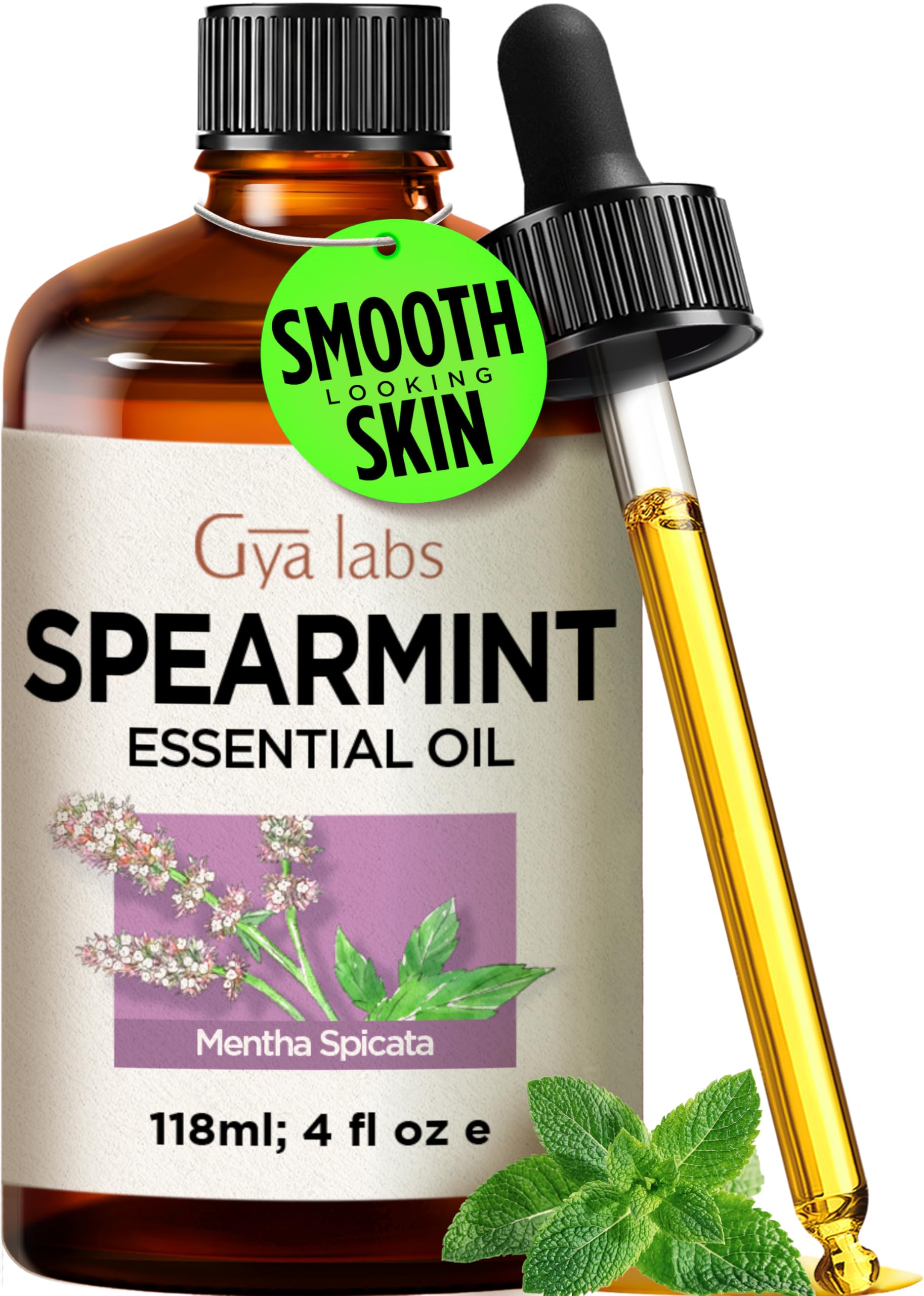 Spearmint Essential Oil for Skin, Hair &amp; Diffuser - 4 Fl Oz