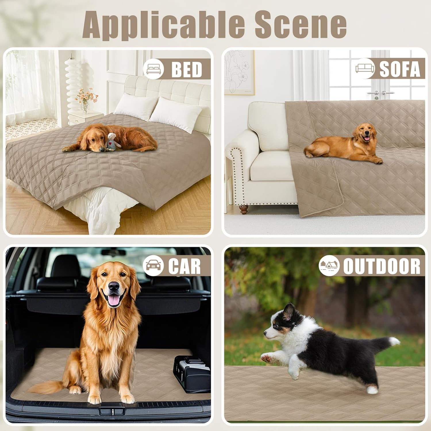 Smiry Waterproof Dog Bed Cover Blanket 68x82, Soft Reversible Pet Blanket, Washable Leakproof Cats Dogs Couch Cover for Sofa, Couch, Furniture, Taupe/Taupe