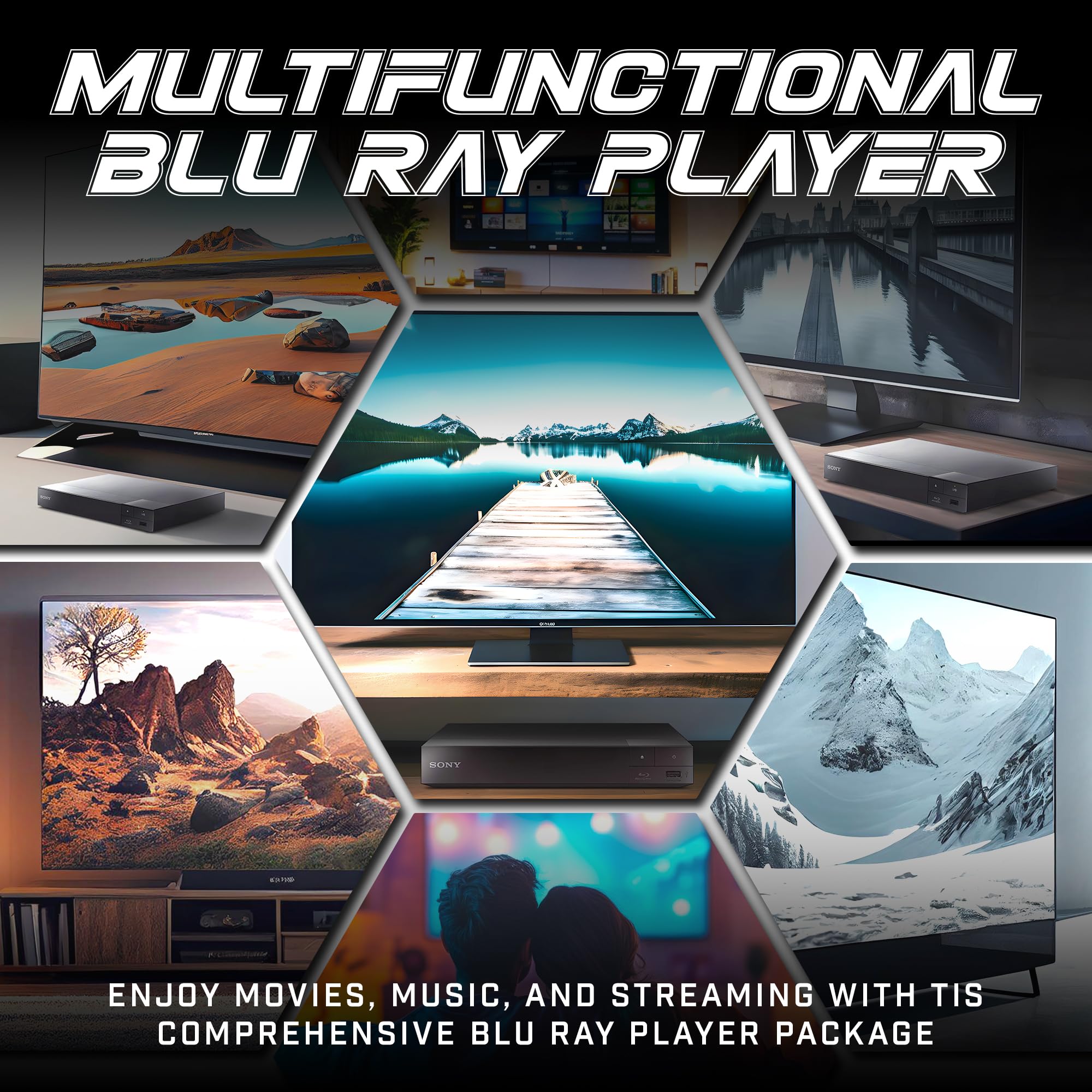 Lecteur Blu-ray Sony BDP-BX370 sans région | Code multi-régions | Blu-ray A B C, DVD 0-7 | Streaming WiFi | Dynastar 1,8m HDMI inclus