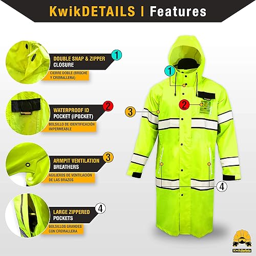 Miniatura 3 de KwikSafety - Charlotte, NC - Chaqueta de lluvia TORRENT de alta visibilidad y baberos de lluvia RIVER OTTER Clase 3 Cumple con ANSI OSHA